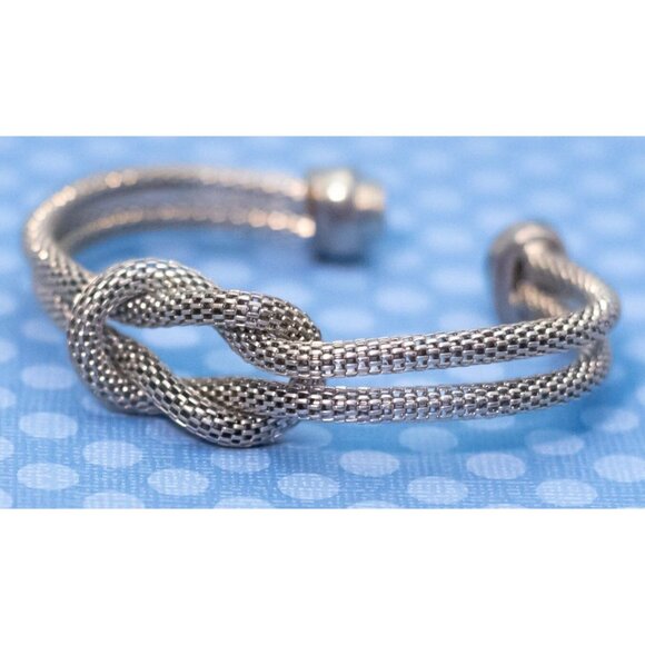 7 inch, Vintage Twisted Tangled Silver Tone Cuff Bracelet - M37 - Picture 2 of 3